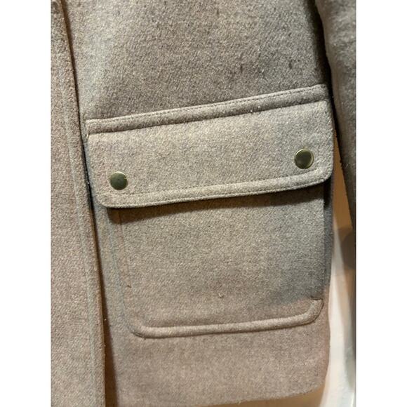 J. Crew Wool Blend Coat Winter Jacket Parka Brown Tan Faux Fur Hood Women's 00 - Picture 5 of 8